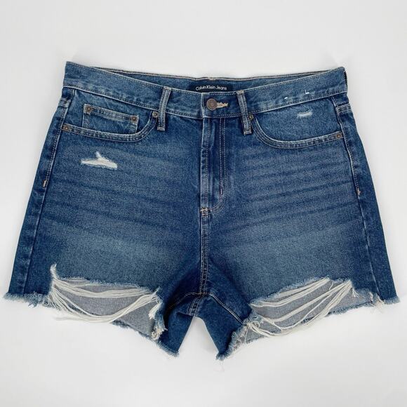 Calvin Klein Pants - NEW Calvin Klein High Rise Cut-off Blue Denim Short Women's Size 10/30‎ Ripped
